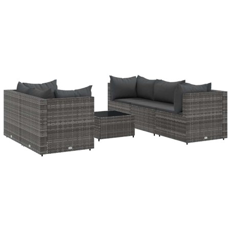 vidaXL Set Divani da Giardino 6 pz con Cuscini in Polyrattan Grigio