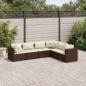 vidaXL Set Mobili da Giardino 6pz con Cuscini in Polyrattan Marrone vidaXL Set Mobili da Giardino 6pz con Cuscini in Polyrattan Marrone