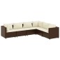 vidaXL Set Mobili da Giardino 6pz con Cuscini in Polyrattan Marrone vidaXL Set Mobili da Giardino 6pz con Cuscini in Polyrattan Marrone