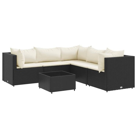vidaXL Set Mobili da Giardino 6 pz con Cuscini in Polyrattan Nero