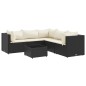 vidaXL Set Mobili da Giardino 6 pz con Cuscini in Polyrattan Nero vidaXL Set Mobili da Giardino 6 pz con Cuscini in Polyrattan Nero