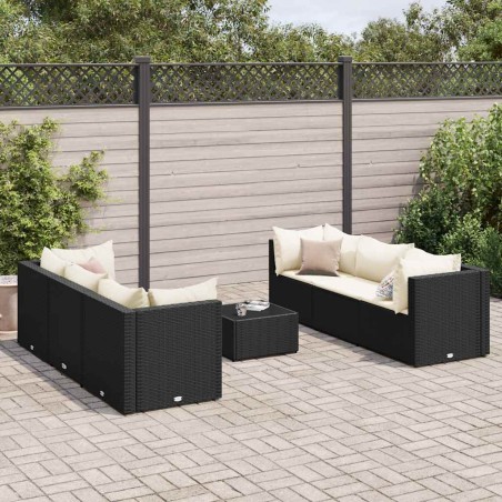 vidaXL Set Salotto da Giardino con Cuscini 7pz Nero Polyrattan