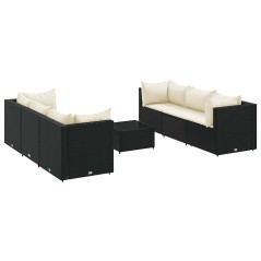 vidaXL Set Salotto da Giardino con Cuscini 7pz Nero Polyrattan