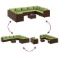 vidaXL Set Divani da Giardino 10 pz con Cuscini in Polyrattan Marrone vidaXL Set Divani da Giardino 10 pz con Cuscini in Polyrattan Marrone