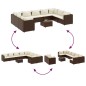 vidaXL Set Divani da Giardino 10 pz con Cuscini in Polyrattan Marrone vidaXL Set Divani da Giardino 10 pz con Cuscini in Polyrattan Marrone