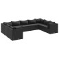 vidaXL Set Salotto da Giardino con Cuscini 9pz Nero in Polyrattan vidaXL Set Salotto da Giardino con Cuscini 9pz Nero in Polyrattan