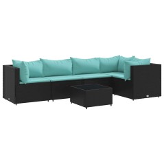 vidaXL Set Mobili da Giardino 6 pz con Cuscini in Polyrattan Nero