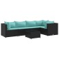 vidaXL Set Mobili da Giardino 6 pz con Cuscini in Polyrattan Nero