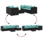 vidaXL Set Mobili da Giardino 6 pz con Cuscini in Polyrattan Nero