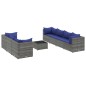 vidaXL Set Divani da Giardino 8 pz con Cuscini in Polyrattan Grigio vidaXL Set Divani da Giardino 8 pz con Cuscini in Polyrattan Grigio