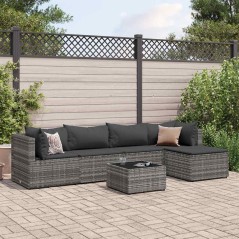 vidaXL Set Divani da Giardino 6 pz con Cuscini in Polyrattan Grigio
