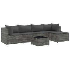 vidaXL Set Divani da Giardino 6 pz con Cuscini in Polyrattan Grigio