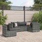 vidaXL Set Divani da Giardino 5 pz con Cuscini in Polyrattan Grigio vidaXL Set Divani da Giardino 5 pz con Cuscini in Polyrattan Grigio