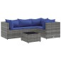 vidaXL Set Divani da Giardino 5 pz con Cuscini in Polyrattan Grigio vidaXL Set Divani da Giardino 5 pz con Cuscini in Polyrattan Grigio