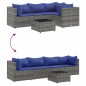 vidaXL Set Divani da Giardino 5 pz con Cuscini in Polyrattan Grigio vidaXL Set Divani da Giardino 5 pz con Cuscini in Polyrattan Grigio
