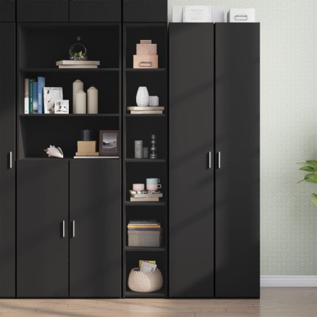 vidaXL Credenza Nera 30x41x185 cm in Legno Multistrato