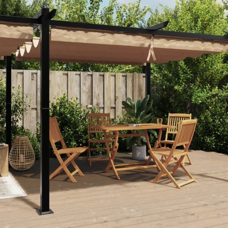 vidaXL Gazebo da Giardino con Tetto Retrattile Tortora 3x6 m Alluminio