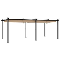 vidaXL Gazebo da Giardino con Tetto Retrattile Tortora 3x6 m Alluminio