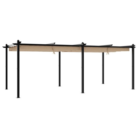 vidaXL Gazebo da Giardino con Tetto Retrattile Tortora 3x6 m Alluminio