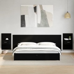 vidaXL Testiera Letto con Comodini Nera 240 cm in Legno Multistrato