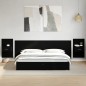 vidaXL Testiera Letto con Comodini Nera 240 cm in Legno Multistrato vidaXL Testiera Letto con Comodini Nera 240 cm in Legno Multistrato