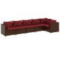 vidaXL Set Mobili da Giardino 6pz con Cuscini in Polyrattan Marrone