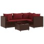 vidaXL Set Divani da Giardino 5 pz con Cuscini Marrone in Polyrattan vidaXL Set Divani da Giardino 5 pz con Cuscini Marrone in Polyrattan