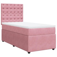 vidaXL Giroletto a Molle con Materasso Rosa 90x190 cm in Velluto