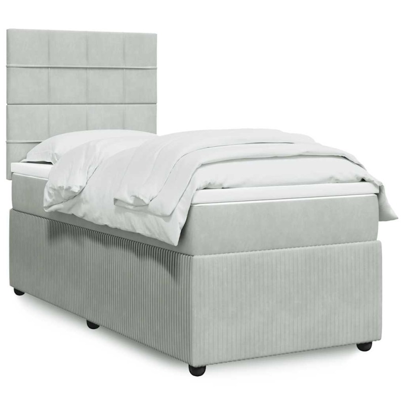 vidaXL Giroletto a Molle con Materasso Grigio Chiaro 90x200 cm Velluto
