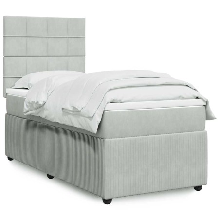 vidaXL Giroletto a Molle con Materasso Grigio Chiaro 90x200 cm Velluto