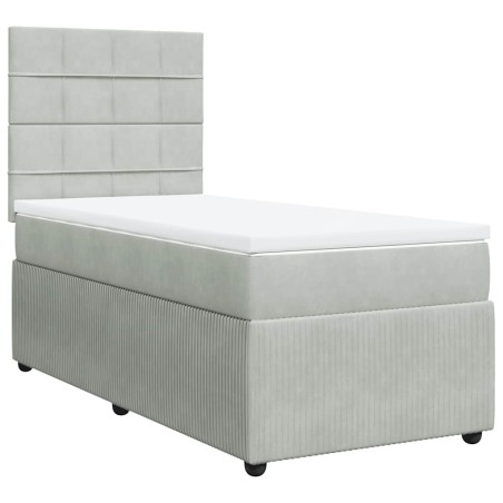 vidaXL Giroletto a Molle con Materasso Grigio Chiaro 90x200 cm Velluto