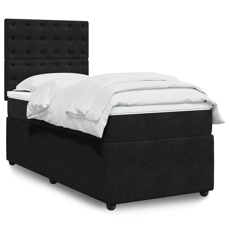 vidaXL Giroletto a Molle con Materasso Nero 90x200 cm in Velluto vidaXL Giroletto a Molle con Materasso Nero 90x200 cm in Velluto