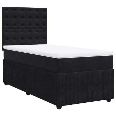 vidaXL Giroletto a Molle con Materasso Nero 90x200 cm in Velluto