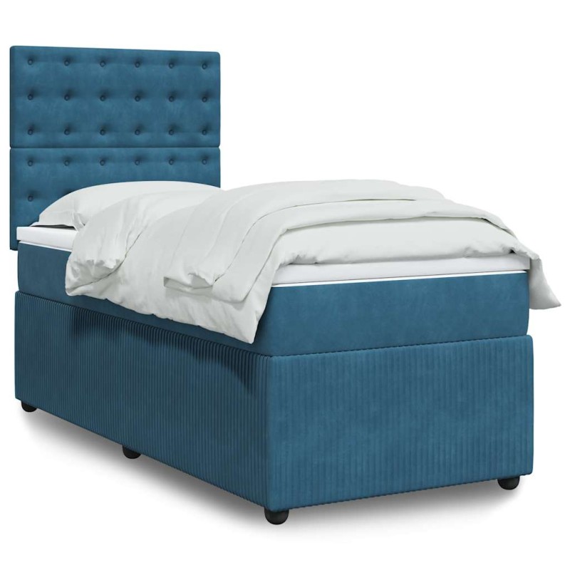 vidaXL Giroletto a Molle con Materasso Blu Scuro 100x200 cm in Velluto vidaXL Giroletto a Molle con Materasso Blu Scuro 100x200 cm in Velluto