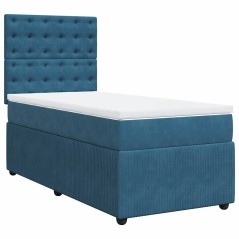 vidaXL Giroletto a Molle con Materasso Blu Scuro 100x200 cm in Velluto