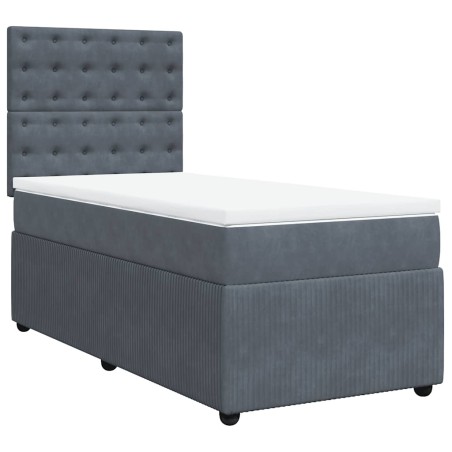vidaXL Giroletto a Molle con Materasso Grigio Scuro 90x190 cm Velluto