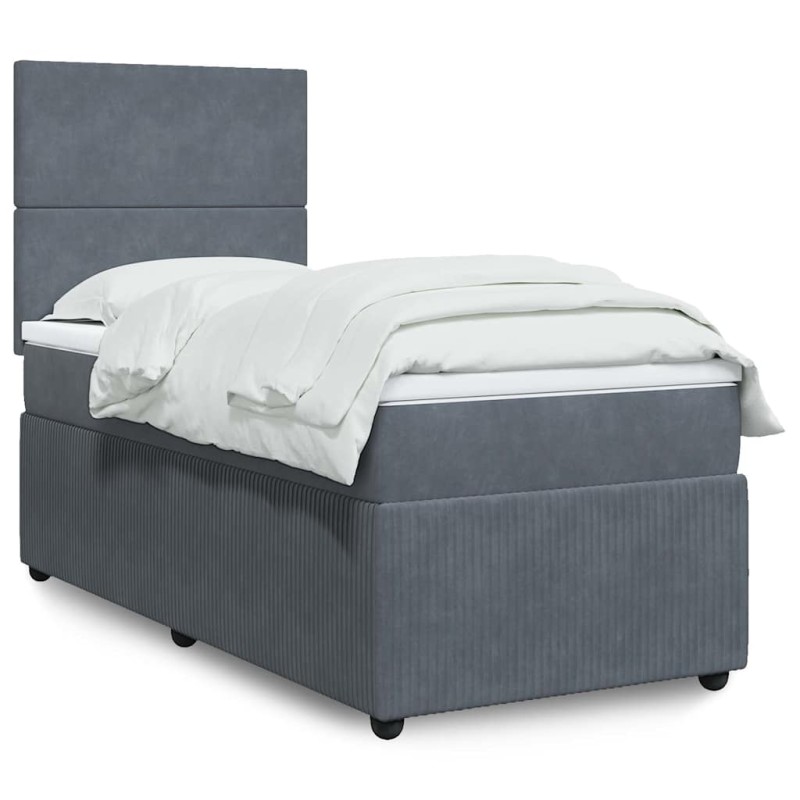 vidaXL Giroletto a Molle con Materasso Grigio Scuro 90x200 cm Velluto