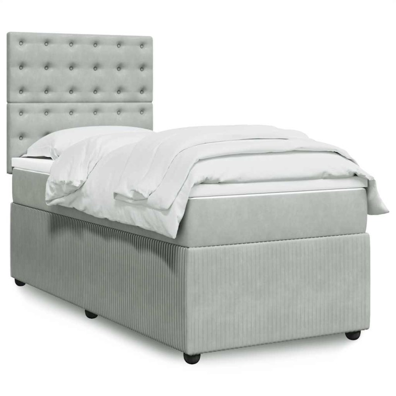vidaXL Giroletto a Molle con Materasso Grigio Chiaro 90x200 cm Velluto vidaXL Giroletto a Molle con Materasso Grigio Chiaro 90x200 cm Velluto