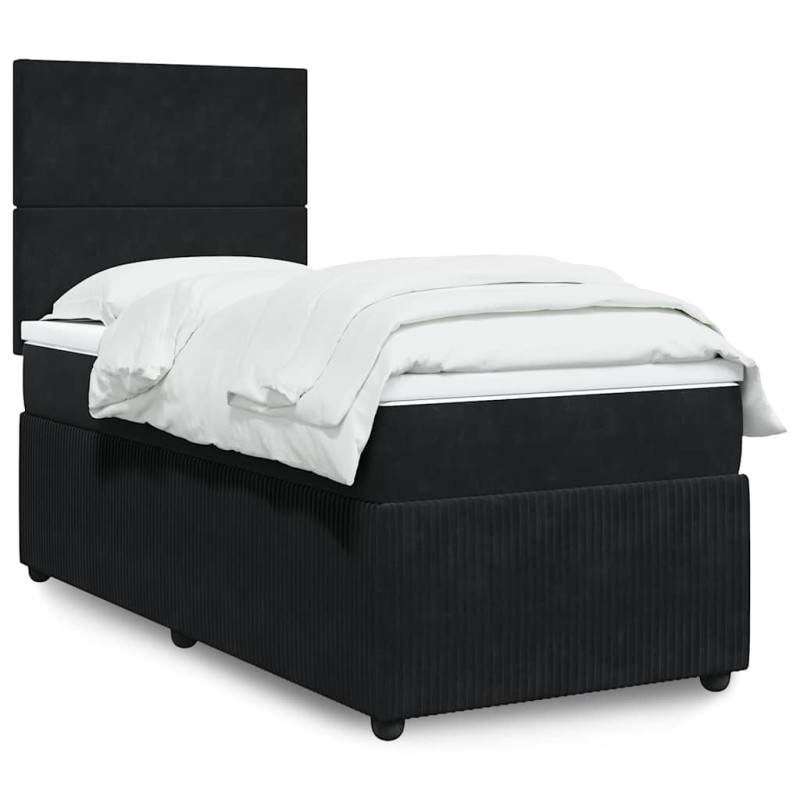 vidaXL Giroletto a Molle con Materasso Nero 90x190 cm in Velluto vidaXL Giroletto a Molle con Materasso Nero 90x190 cm in Velluto