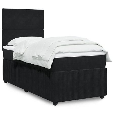 vidaXL Giroletto a Molle con Materasso Nero 90x190 cm in Velluto