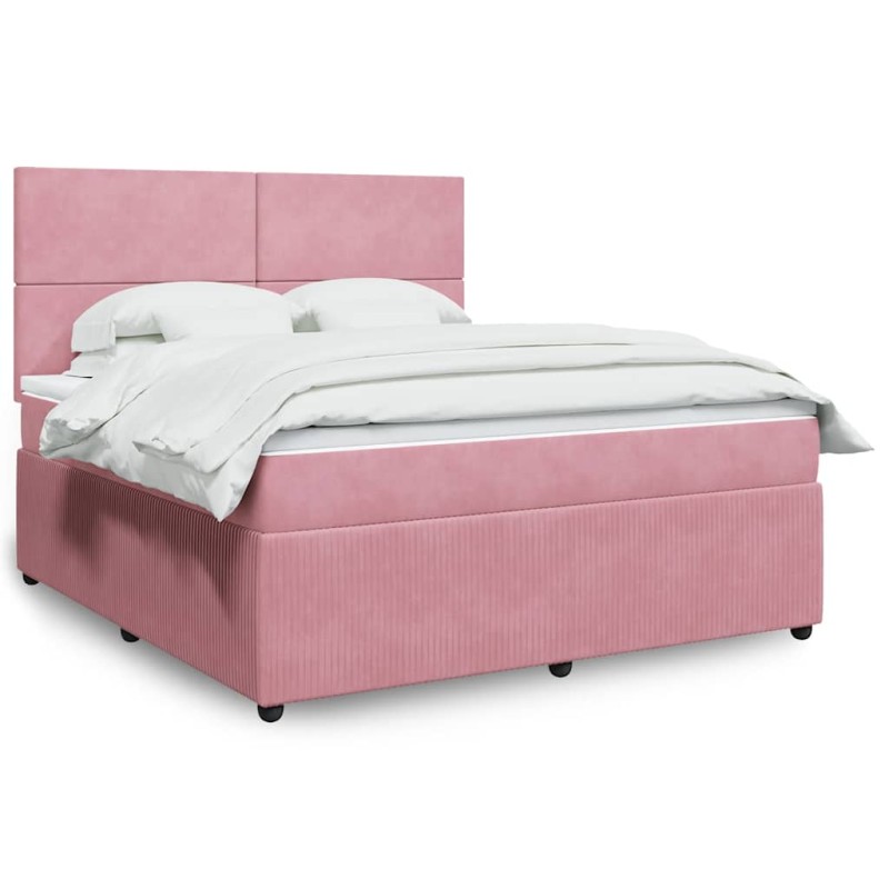 vidaXL Giroletto a Molle con Materasso Rosa 180x200 cm in Velluto vidaXL Giroletto a Molle con Materasso Rosa 180x200 cm in Velluto