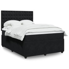 vidaXL Giroletto a Molle con Materasso Nero 140x190 cm in Velluto