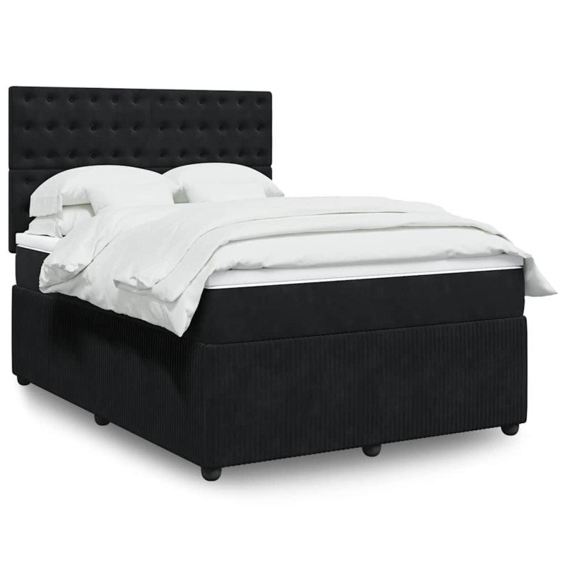 vidaXL Giroletto a Molle con Materasso Nero 140x190 cm in Velluto vidaXL Giroletto a Molle con Materasso Nero 140x190 cm in Velluto