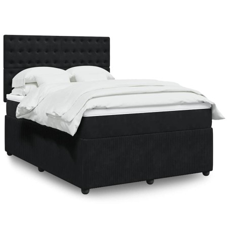 vidaXL Giroletto a Molle con Materasso Nero 140x190 cm in Velluto
