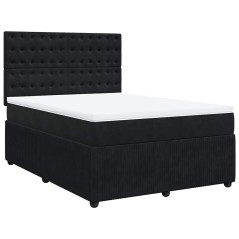 vidaXL Giroletto a Molle con Materasso Nero 140x190 cm in Velluto