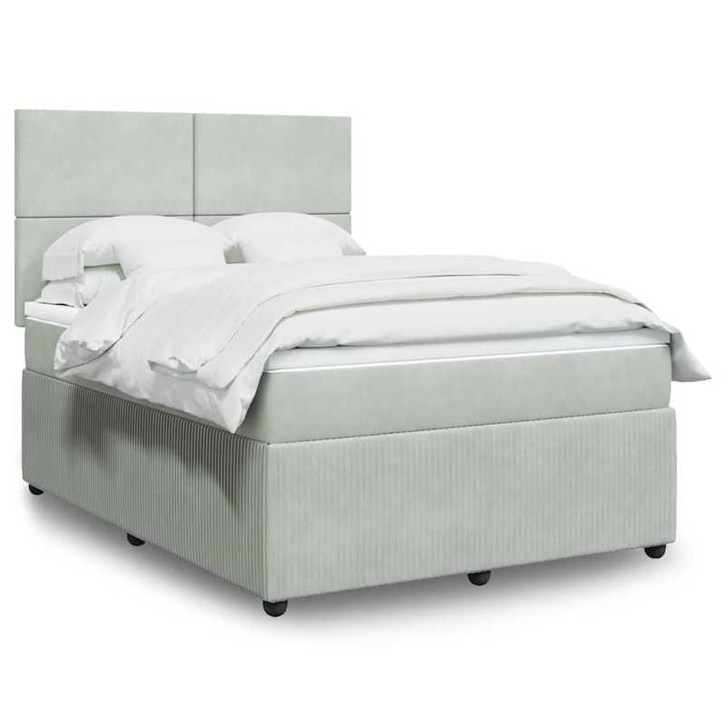 vidaXL Giroletto a Molle con Materasso Grigio Chiaro 160x200cm Velluto