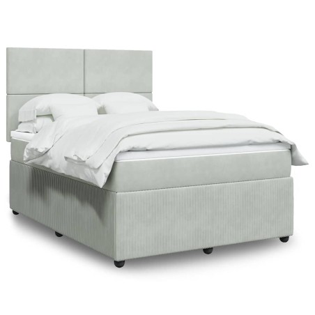 vidaXL Giroletto a Molle con Materasso Grigio Chiaro 160x200cm Velluto