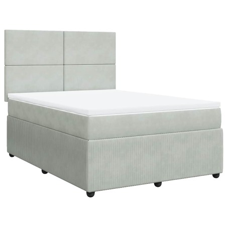 vidaXL Giroletto a Molle con Materasso Grigio Chiaro 160x200cm Velluto