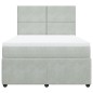 vidaXL Giroletto a Molle con Materasso Grigio Chiaro 160x200cm Velluto