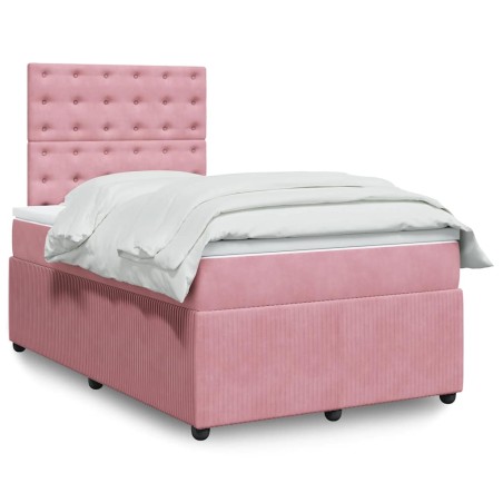 vidaXL Giroletto a Molle con Materasso Rosa 120x190 cm in Velluto
